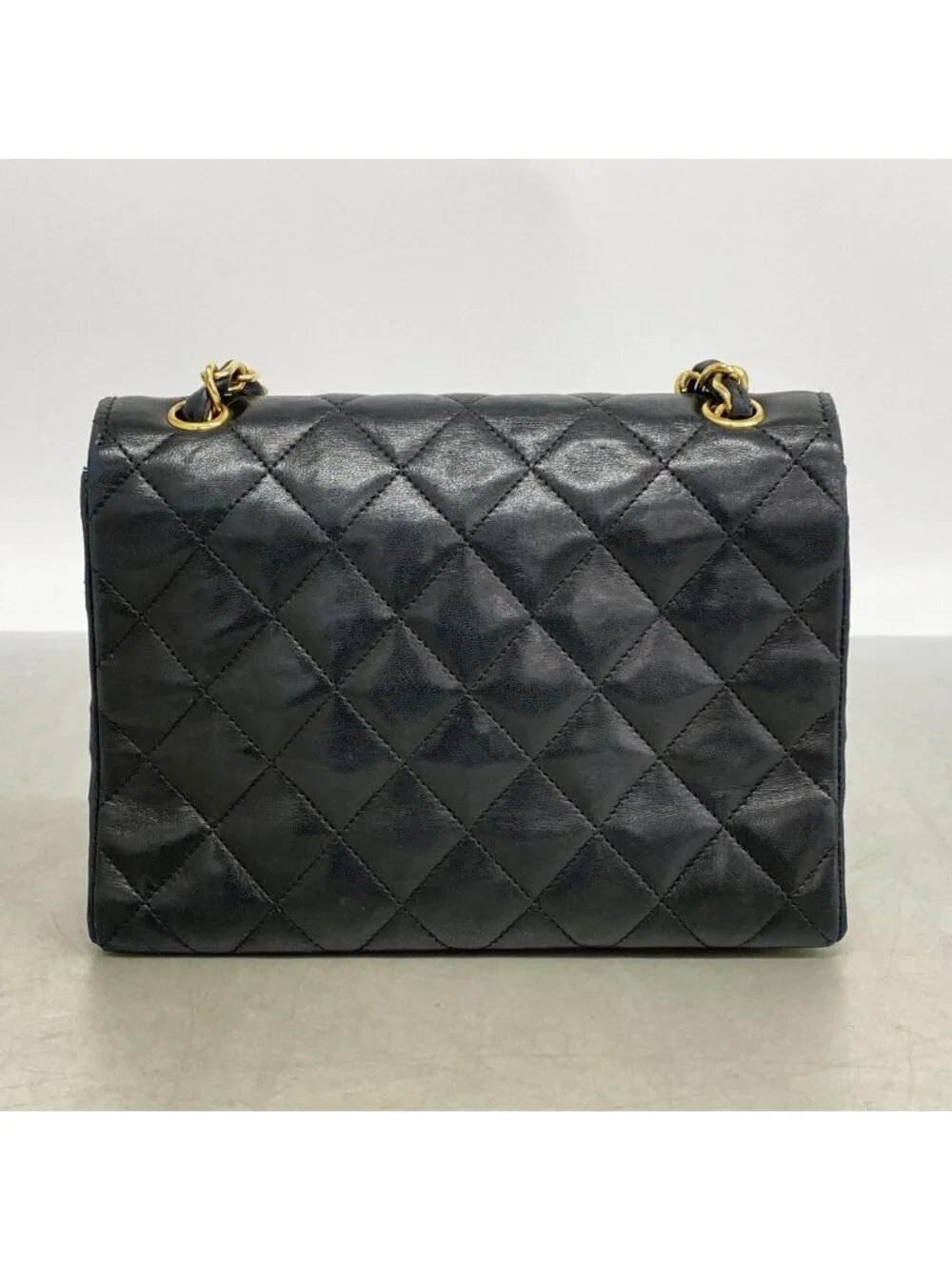 Chanel Shoulder Bag Mini Quilted Jumbo CC Logo Lambskin Black Gold